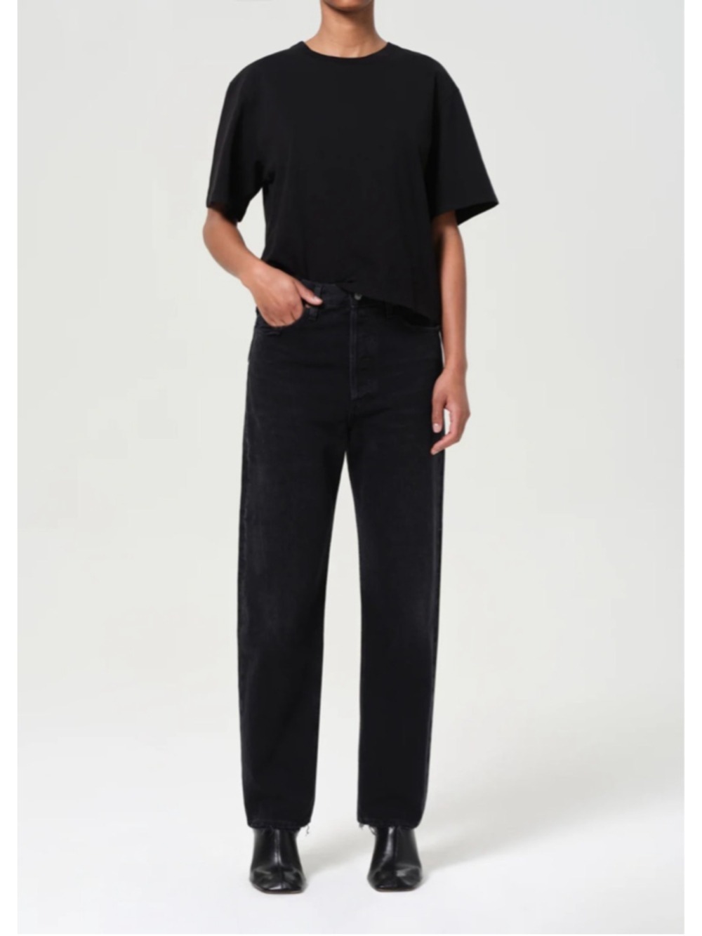 Agolde 90’s Mid Rise Straight Leg Jeans In Tar Black Size 23